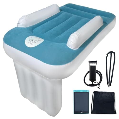 OPANO Inflatable Airplane Bed for Toddler - Portable Air Mattress with Soft Velvet Flocking, Reinforced Edges, Leg Support