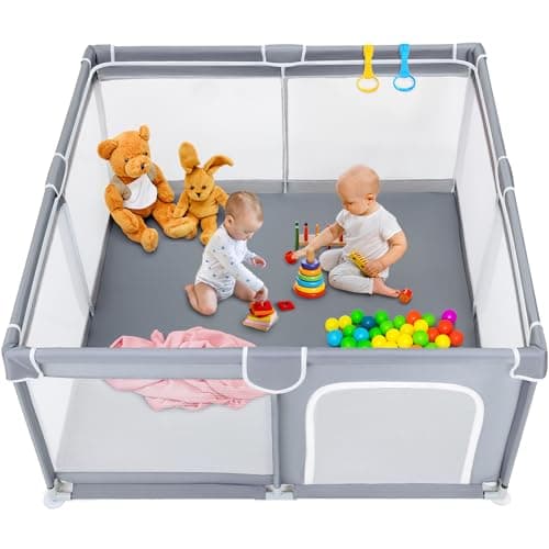 Baby Playpen for Toddler, Large Baby Playard, Indoor & Outdoor Kids Activity Center with Anti-Slip Base, Sturdy Safety Play Yard with Soft Breathable Mesh