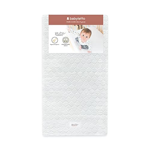 Babyletto Pure Core Mini Crib Mattress, Hybrid Waterproof Cover
