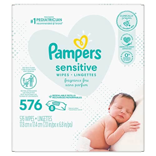 Baby Wipes, Pampers Sensitive Water Based Baby Diaper Wipes, Hypoallergenic and Unscented