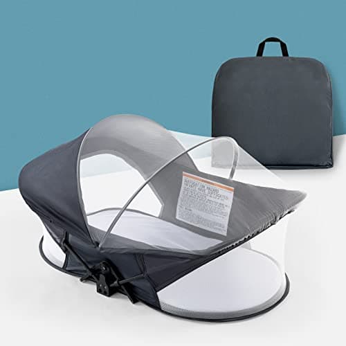 Travel Bassinet Portable Bassinet,Portable Travel Crib Infant Travel Bed with Mosquito Net and Canopy