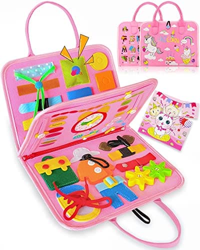 Exorany Busy Board Montessori Toys for 1 2 3 4 Year Old Girls & Boys Gifts