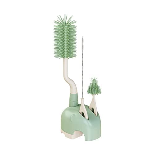 ePiiChua Silicone Bottle Brush Set with Stand, 360° Rotating Silicone Bottle Cleaning Brush Cleaner Set, Long Handle 3 in 1 Multipurpose Silicone Baby Bottle Straw Cleaner Brush