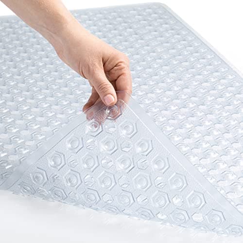Gorilla Grip Patented Shower and Bathtub Mat, 35x16, Long Bath Tub Floor Mats, Suction Cups and Drainage Holes Keeps Floors Clean, Machine Washable