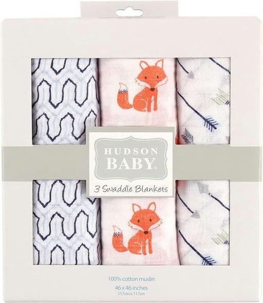 Hudson Baby Unisex Baby Cotton Muslin Swaddle Blankets