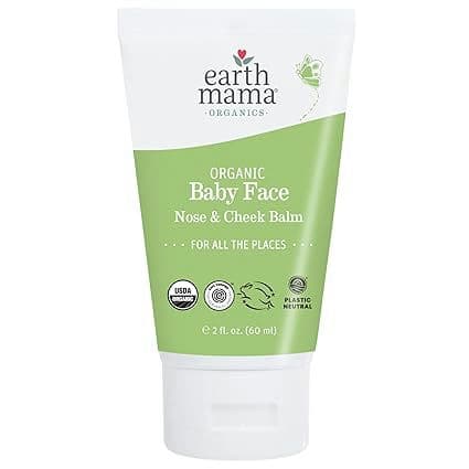 Earth Mama Organic Baby Face Nose & Cheek Balm | Moisturizer with Calendula Oil for Dry Skin Care, Natural Petroleum Jelly Alternative (2-Fluid Ounce)