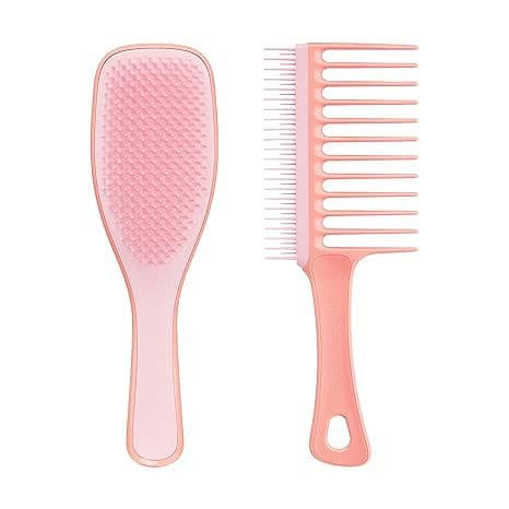 Tangle Teezer | The Naturally Curly Detangling Duo | The Naturally Curly Ultimate Detangler and The Wide Tooth Comb | Double Sided Wide Tooth Detangling Comb and Hairbrush for 3c to 4c Hair