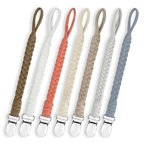 7 Pcs Braided Pacifier Clips for Boys and Girls