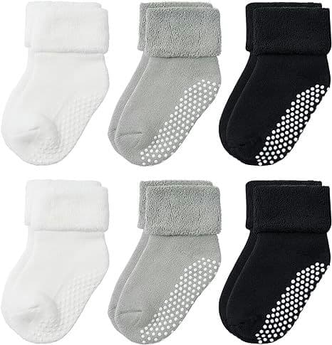 VWU Baby Toddler Kids Ankle Crew Socks with Grips
