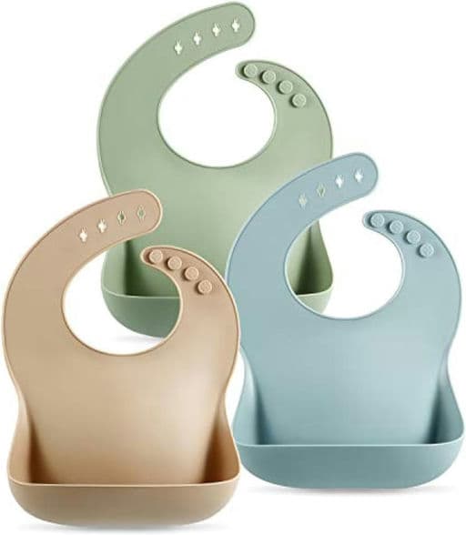 PandaEar Set of 3 Cute Silicone Baby Bibs for Babies & Toddlers