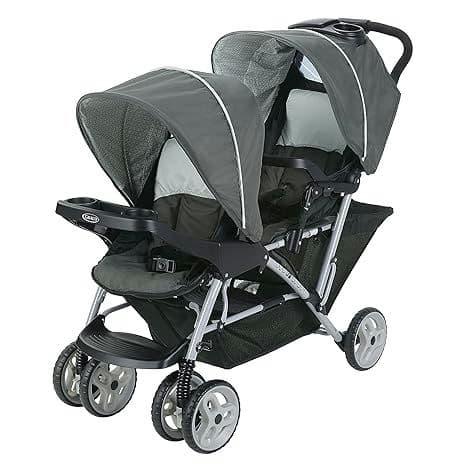 DuoGlider Double Stroller | Lightweight Double Stroller with Tandem Seating, Glacier