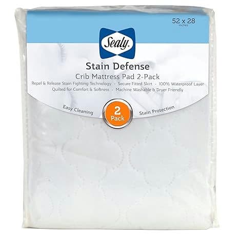 Stain Defense 2-Pack Fitted Toddler Bed and Baby Crib Mattress Pad Protector