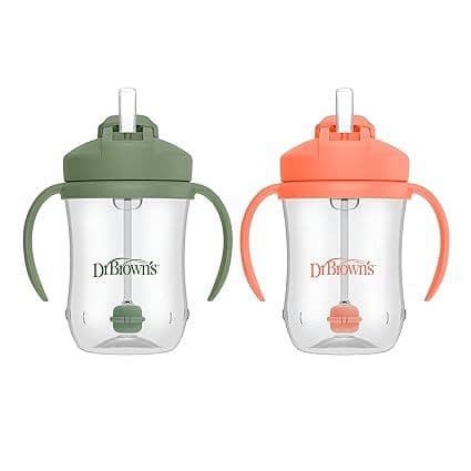 Dr. Brown’s Milestones Baby’s First Straw Cup, Training Cup with Weighted Straw