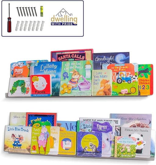 Acrylic Shelf 36 Inch (2Pack) - Acrylic Bookshelf for Toys & Books - Spice Rack & Floating Display