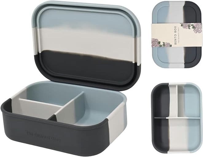 The Dearest Grey Leakproof Silicone Bento Box For Adults & Kids (Blue Tie Dye)