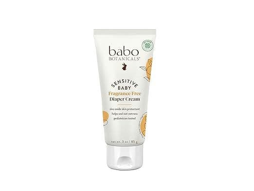 BABO Botanicals Sensitive Baby Fragrance-Free Diaper Cream - 25% Natural Zinc Oxide - Calendula, Shea & Cocoa Butter - EWG Verified - Vegan- from Birth on - 1 or 2 Pack