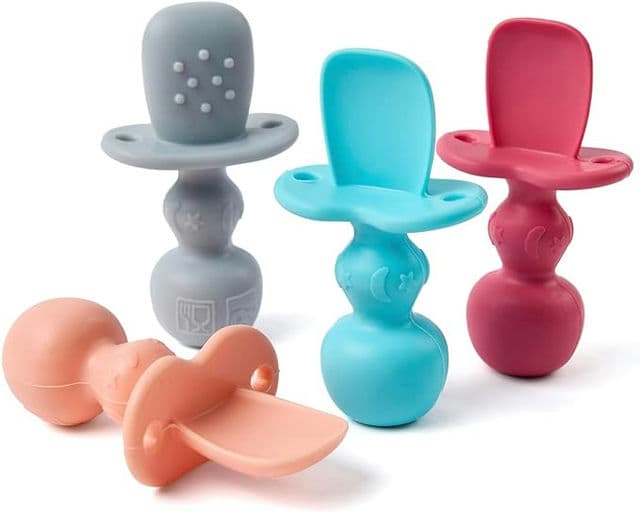 HEYTUYA 4 Pack Silicone Baby Spoons