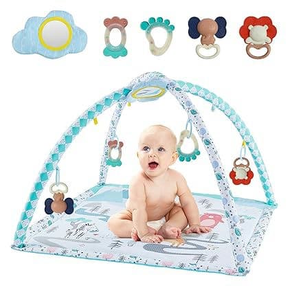 Baby Play Mat Gym for Infant,Baby Floor Mat Activity Gym with Toys for Development,Foldable Gym Playmat for 0 3 6 9 12 Months Baby Girls and Boys
