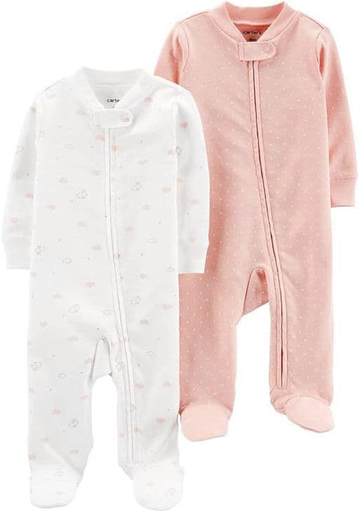 Carter's 2-Pack Zip-Up Cotton Sleep & Plays (6 Months) Pink and White