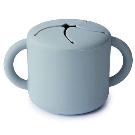 mushie Silicone Snack Cup | Spill Proof Food Container for Toddler and Baby (Powder Blue)