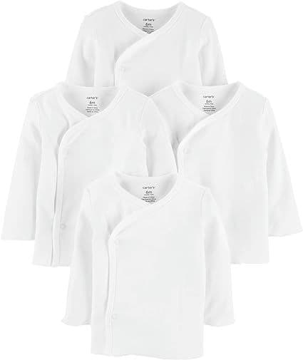 Carter's Unisex 4 Pack Long Sleeve Side Snap Mitten Cuff Shirt