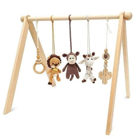 Baby Gym with Crochet Toys, Easy to Assemble and disassemble if You Want to add or Change Toys, Perfect for stimulating Your Little Ones Senses and Encouraging