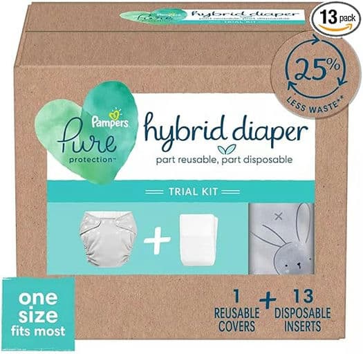 Pampers Hybrid Diaper Trial Kit - (1) Reusable Cloth Diaper Cover + (13) Disposable Inserts