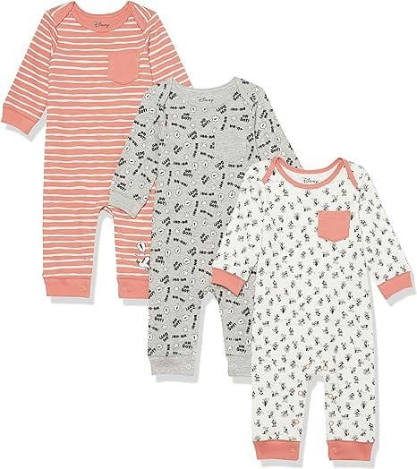 Amazon Essentials Disney | Marvel | Star Wars Unisex Babies' Cotton Coveralls, Pack of 3