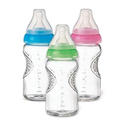 Mighty Grip BPA-Free Glass Bottles 3-Pack, 4 oz,Colors Vary