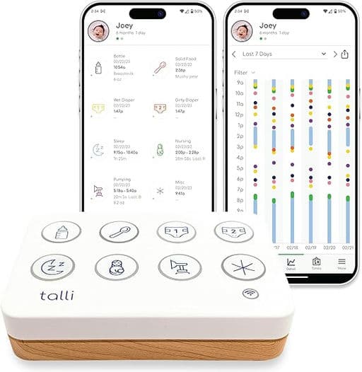 Talli Daily Baby Monitor - Log Feedings, Diapers, Sleep & More with 1-Touch, Device Links to The Talli App for Real-Time Monitoring & Sharing Data with Family, Caregivers & Doctors, Alexa Compatible