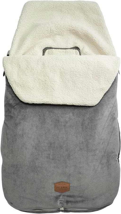 JJ Cole Bundle Me Winter Toddler Car Seat Cover and Bunting Bag — Original — Graphite Gray — Sherpa Lined Baby Carrier Cover — Winter Baby Essentials