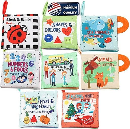 Baby Books 0-6 Months, Baby Toys 6 to 12 months,Cloth Crinkle Books For Babies,Infants,Toddler Toys 2 Year Old Boy Girl Shower Gifts, Christmas Stocking Stuffers, Early Learning Sensory Toys 2 3 Year