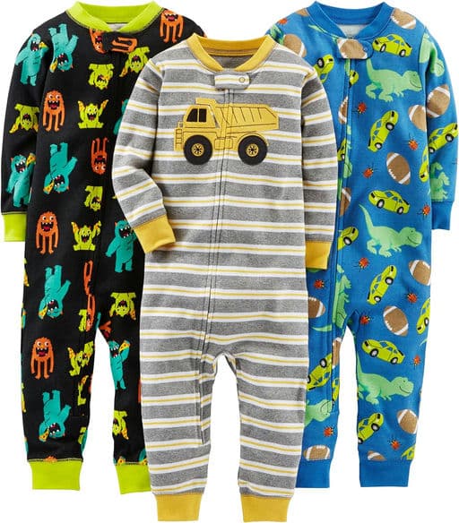 Simple Joys by Carter's Baby Boys' 3-Pack Snug Fit Footless Cotton Pajamas