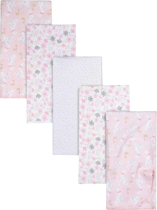 Gerber Girls Newborn Infant Baby Toddler Nursery 100% Cotton Flannel Receiving Swaddle Blanket