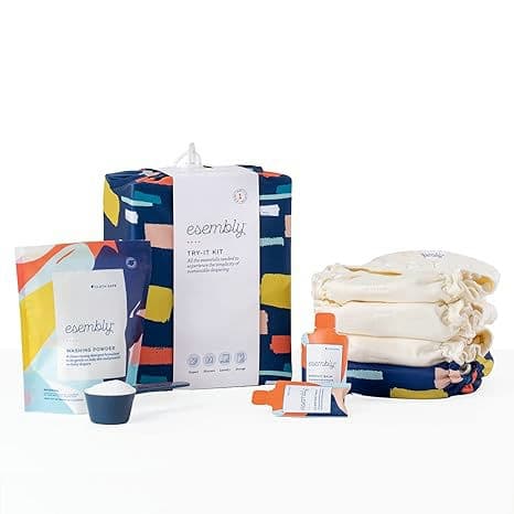 Esembly Cloth Diaper Try-It Kit, Starter Set of Organic, Reusable Diapers with Detergent, Diaper Cream and Diaper Bag