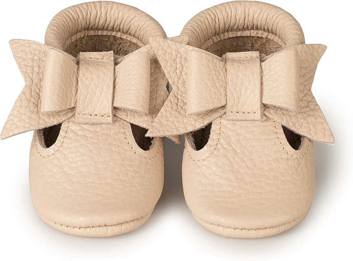 T-Strap Bow Baby Moccasins (Italian Leather) Soft Sole Shoes for Boys and Girls | Infants, Babies, Toddler