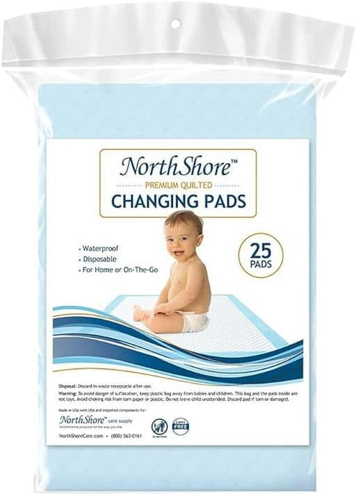 NorthShore Premium Quilted 17 x 24, 8 oz. Baby Changing Pads, Small, Pack/25