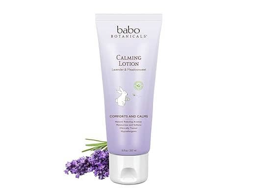 Babo Botanicals Calming Lavender Body Lotion - Relaxing Chamomile & Lavender - Vegan- For all ages- Scented with Lavender fragrance