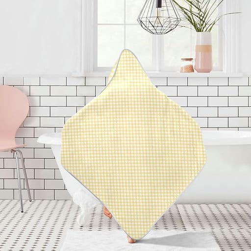 WELLDAY Yellow Gingham Baby Towel Ultra Soft Hooded Towels for Babies