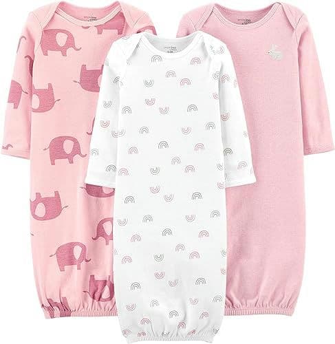 Baby Girls' 3-Pack Cotton Sleeper Gown