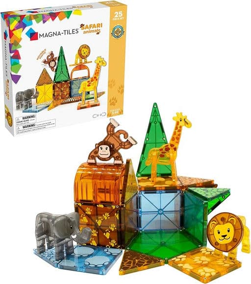 MAGNA-TILES Safari Animals 25-Piece Magnetic Construction Set, The ORIGINAL Magnetic Building Brand