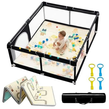 Baby Playpen with Mat 71" X 59"