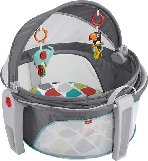 Fisher-Price Baby Portable Bassinet and Play Space On-the-Go Baby Dome with Developmental Toys and Canopy