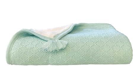 effe bebe Knoten Luxe Cable Knit Sherpa Baby Blanket (Beach Glass)