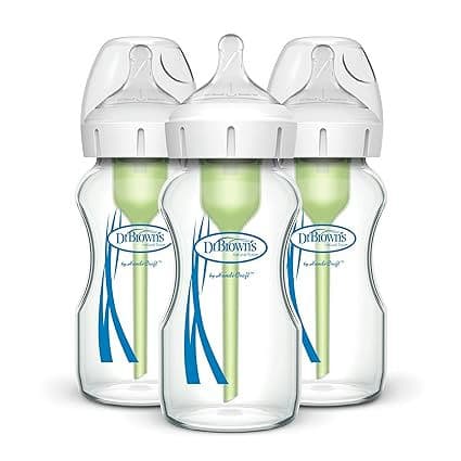 Dr. Brown's Natural Flow Anti-Colic Options+ Wide-Neck Glass Baby Bottles