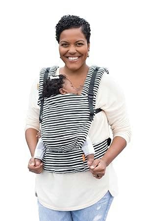Baby Tula Free-to-Grow Baby Carrier, Adjustable Newborn to Toddler Carrier, Ergonomic and Multiple Positions for 7 – 45 pounds – Imagine (Black and White Stripes)