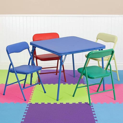 Flash Furniture Mindy Kids 5-Piece Folding Square Table and Chairs Set for Daycare and Classrooms, Children's Activity Table and Chairs Set