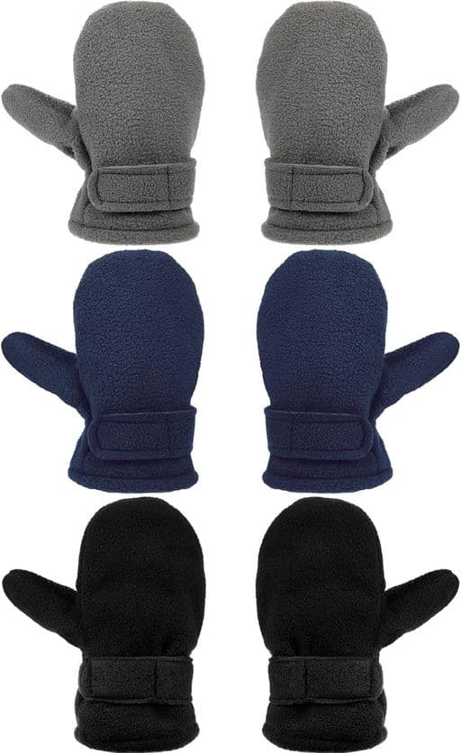 3 Pairs Baby Toddler Winter Mittens Warm Fleece Kids Mittens Baby Snow Skiing Gloves