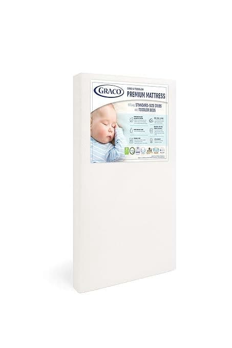 Graco Premium Crib & Toddler Mattress - GREENGUARD & CertiPUR-US Certified, Machine Washable Cover
