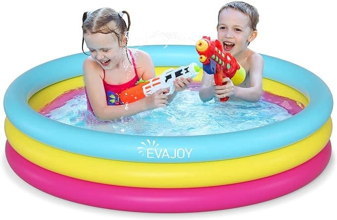 Inflatable Kiddie Pool, Evajoy 58'' x 13'' Ground Swimming Pool for Kids